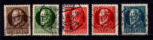 Bayern Portomarken 12-15 gestempelt teilweise geprüft BPP #DEH73