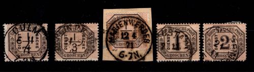 Norddeutscher Bund Dienstmarken 1-5 gestempelt #DEI19