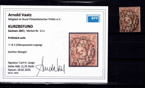 Sachsen 12 e gestempelt Kurzbefund Vaatz BPP #DEJ21