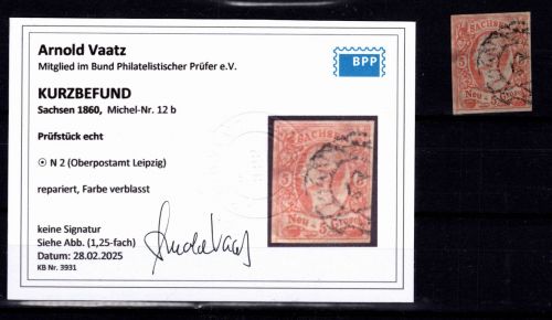 Sachsen 12 b gestempelt Kurzbefund Vaatz BPP #DEJ23