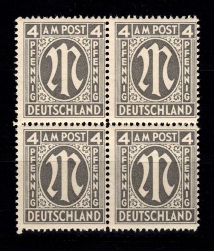 Alliierte Besetzung Bizone 11 A z II postfrisch im 4er Block #DED42
