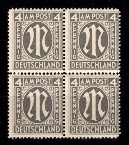 Alliierte Besetzung Bizone 11 A z IV postfrisch im 4er Block #DED44