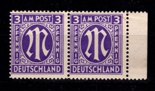 Alliierte Besetzung Bizone 10 A z III postfrisch im Paar SR #DED53