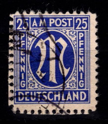 Alliierte Besetzung Bizone 9 z IV gestempelt