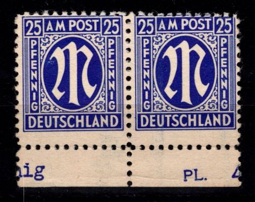 Alliierte Besetzung Bizone 9 z III postfrisch im Paar vom UR #DED68