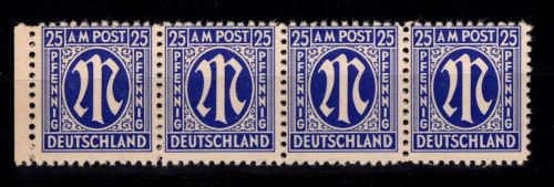 Alliierte Besetzung Bizone 9 z IV und V postfrisch im waag. 4er Streifen #DED69