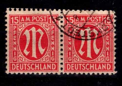 Alliierte Besetzung Bizone 8 z IV im Paar gestempelt geprüft Hettler BPP #DED79