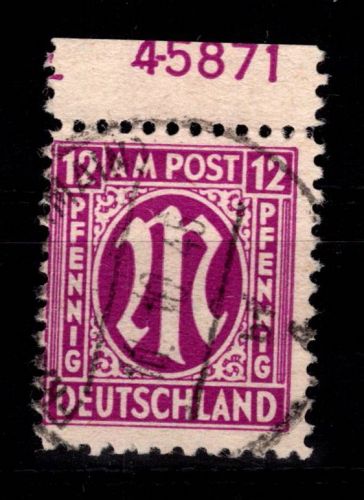 Alliierte Besetzung Bizone 7 z Pl.-Nr. gestempelt geprüft Hettler BPP #DED90