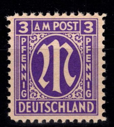 Alliierte Besetzung Bizone 1 z III postfrisch geprüft Hettler BPP #DEE35