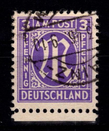 Alliierte Besetzung Bizone 1 z VII gestempelt geprüft Hettler BPP #DEE37