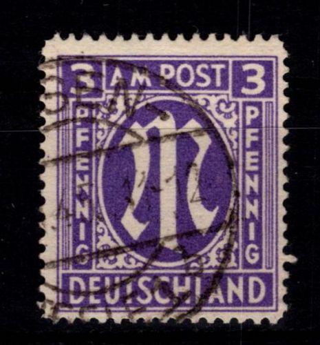 Alliierte Besetzung Bizone 10 G y gestempelt geprüft Hettler BPP #DEE40