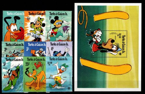 Turks- und Caicosinseln 464-472, Block 19 postfrisch Walt Disney #DEE45