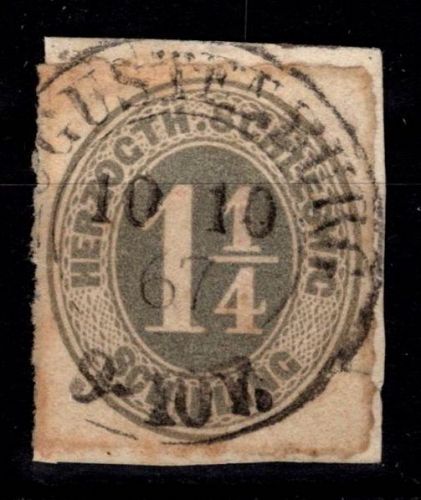 Schleswig-Holstein 18 c gestempelt Mängel, auf Briefstück #DEJ73