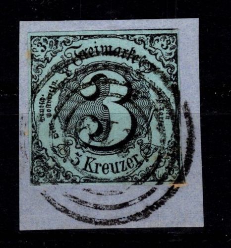 Thurn & Taxis 12 a gestempelt voll-überrandig auf Briefstück #DEK08