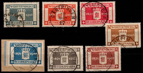 Württemberg 123-129 gestempelt alle geprüft Infla Berlin #DEK57