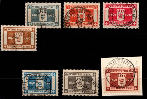 Württemberg 123-129 gestempelt alle wichtigen geprüft Infla Berlin #DEK58