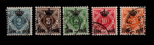 Württemberg 107-111 gestempelt fast alle geprüft Winkler BPP #DEK60