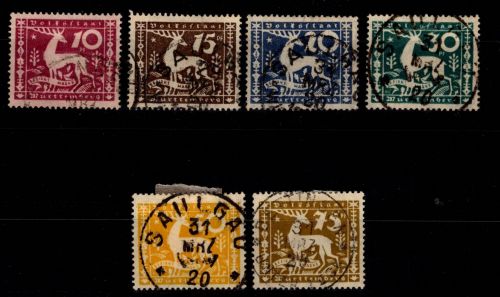 Württemberg 144-149 gestempelt alle geprüft Infla Berlin #DEK77