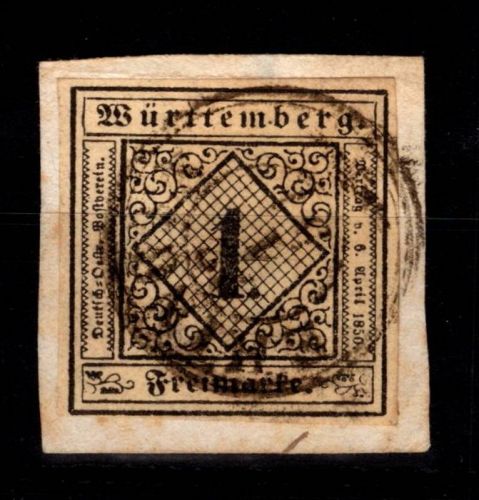 Württemberg 1 gestempelt auf Briefstück #DEL12