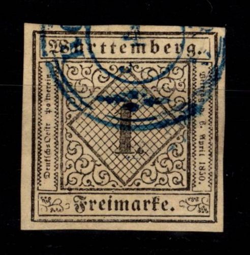 Württemberg 1 b I gestempelt tiefst geprüft Irtenkauf BPP #DEL13