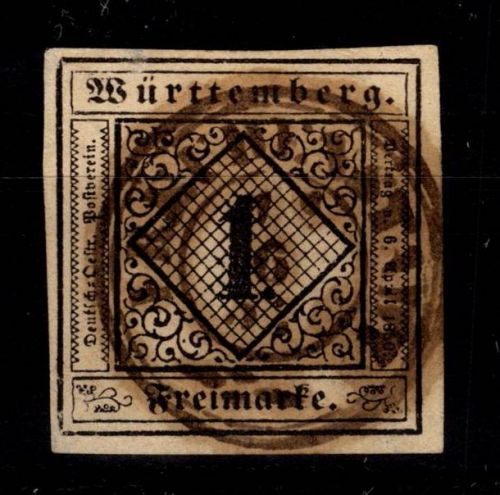 Württemberg 1 b III gestempelt tief geprüft Irtenkauf BPP #DEL14