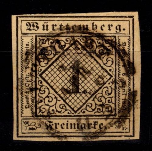Württemberg 1 c gestempelt doppelt tief geprüft Heinrich BPP #DEL16