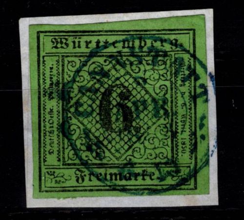 Württemberg 3 gestempelt tiefst signiert Lange #DEL23