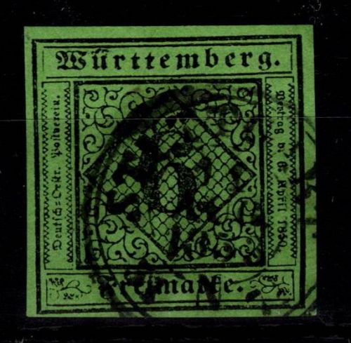 Württemberg 3 a I gestempelt tiefst geprüft Irtenkauf BPP #DEL24