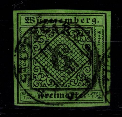 Württemberg 3 a II a gestempelt tiefst geprüft Thoma BPP #DEL25
