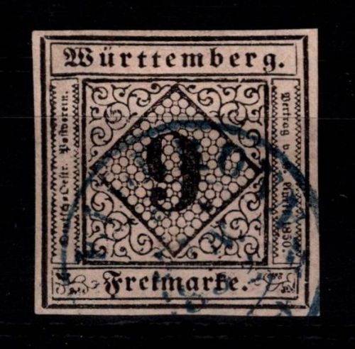 Württemberg 4 a gestempelt tiefst geprüft Heinrich BPP #DEL30