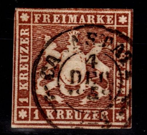 Württemberg 6 a gestempelt tiefst geprüft Irtenkauf BPP #DEL38