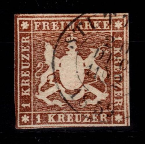 Württemberg 6 a gestempelt geprüft Irtenkauf BPP #DEL39