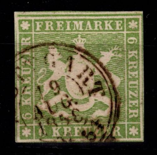 Württemberg 8 a gestempelt tiefst geprüft Irtenkauf BPP #DEL48