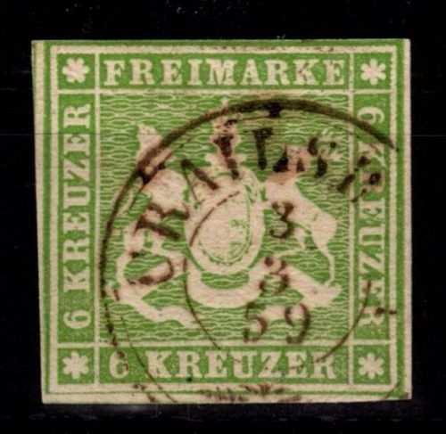 Württemberg 8 a gestempelt tiefst geprüft Irtenkauf BPP #DEL49