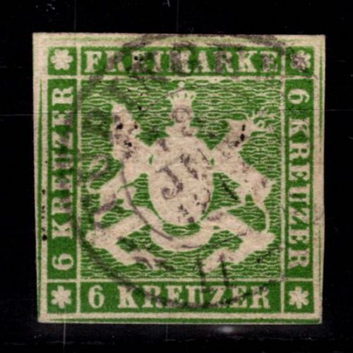 Württemberg 8 b gestempelt tiefst geprüft Heinrich BPP #DEL51