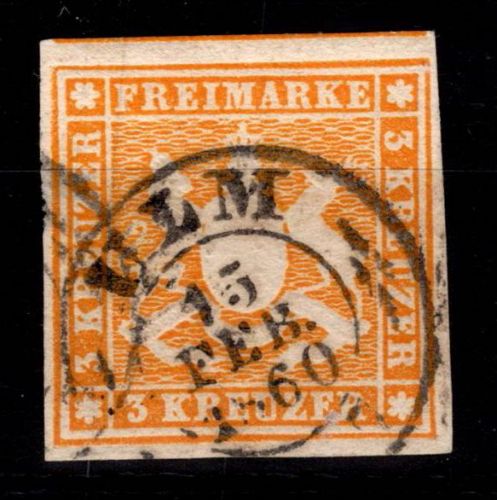 Württemberg 12 b gestempelt tief geprüft Irtenkauf BPP #DEL59