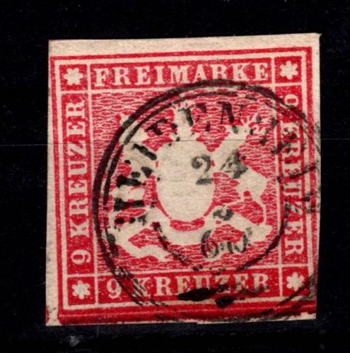Württemberg 14 a gestempelt tiefst geprüft Irtenkauf BPP #DEL65