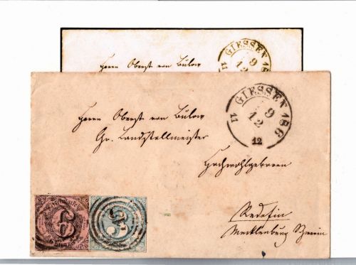 Thurn & Taxis 9, 21 auf Brief als Mischfrankatur Befund Sem BPP #DEM93