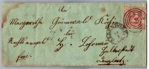 Thurn & Taxis 16 auf Brief als Einzelfrankatur oben leicht berührt #DEN06
