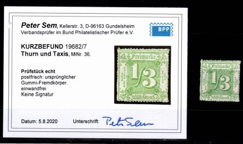 Thurn & Taxis 36 postfrisch Kurzbefund Sem BPP #DEN29
