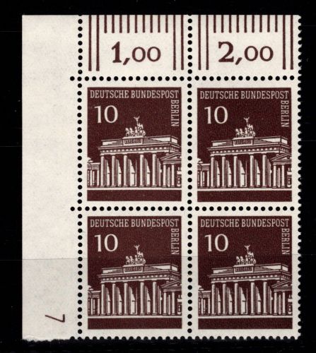 Berlin 286 Ecke 1 DZ 7 postfrisch im 4er Block #DEF64