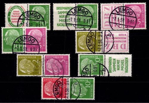 BRD W4-W7 und S13, S17, S21, S33 gestempelt ungefaltet #DEF74