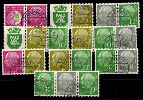 BRD W8-W16 gestempelt ungefaltet #DEF75