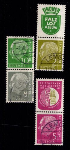 BRD S37, S41, S45 gestempelt ungefaltet #DEF76