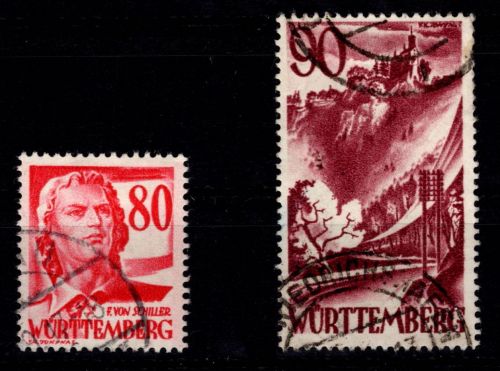Französische Zone Württemberg 36, 37 gestempelt #DEF83