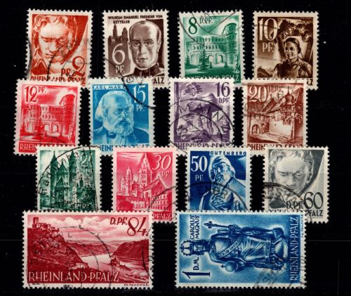 Französische Zone Rheinland Pfalz 16-29 gestempelt #DEF87