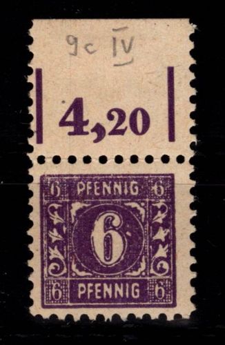 SBZ 9 c IV postfrisch Plattenfehler #DEQ07