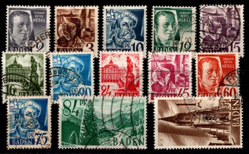 Französische Zone Baden 1-13 gestempelt #DEQ19