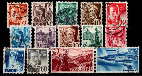 Französische Zone Baden 14--27 gestempelt #DEQ20
