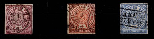 Norddeutscher Bund 1, 3, 5 gestempelt #DEQ24